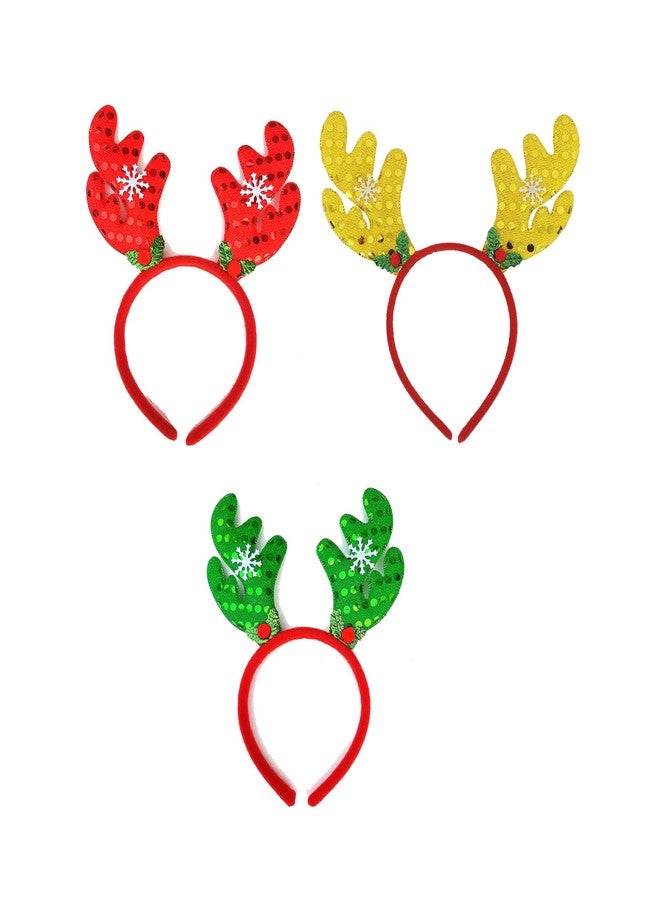 Infispace® Christmas Reindeer Antlers Headband with Bells & Xmas Fancy Dress Accessories for Kids (Mix (Pack of 6)) - Image 1